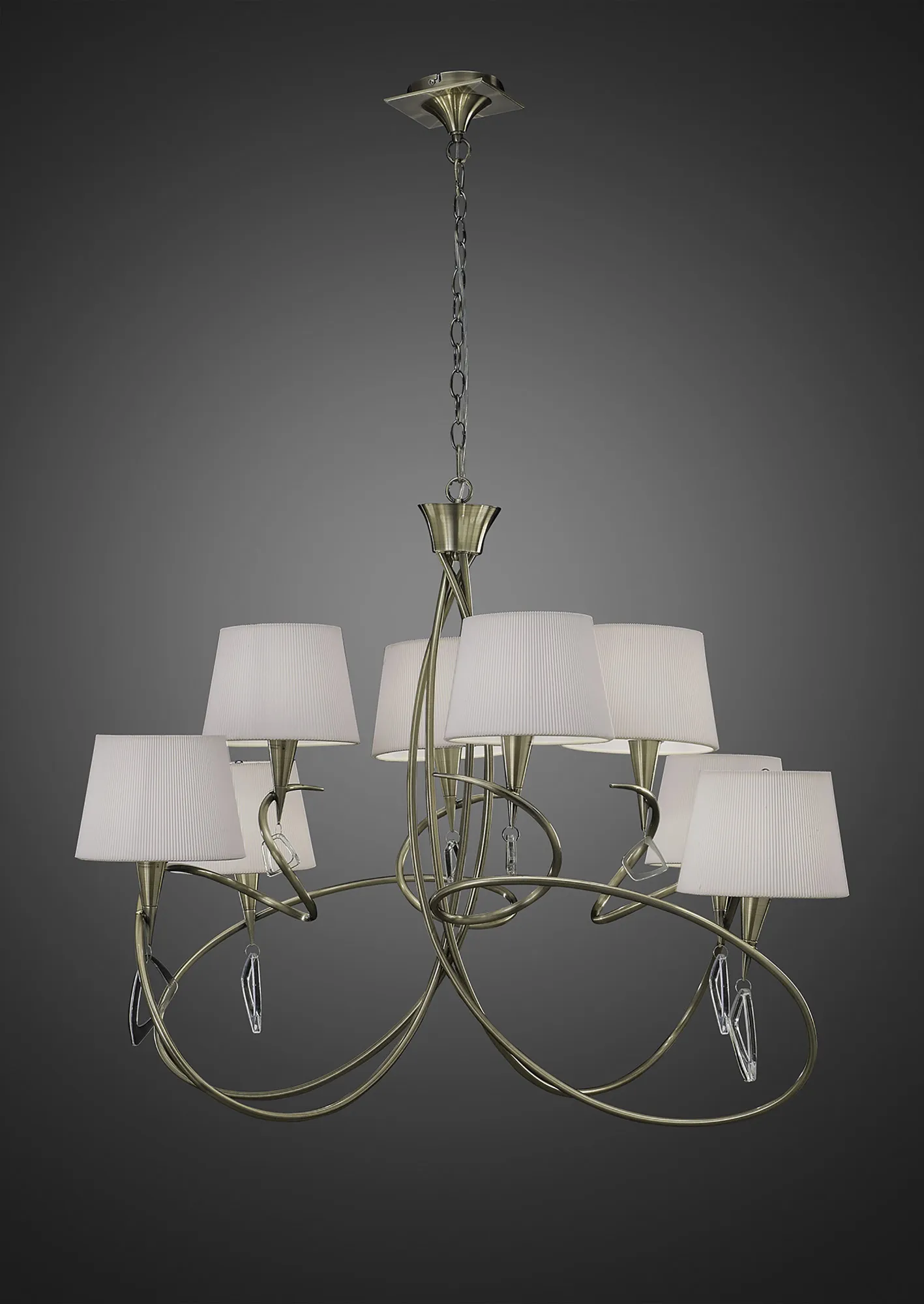 Mara Antique Brass-Ivory White Ceiling Lights Mantra Multi Arm Fittings